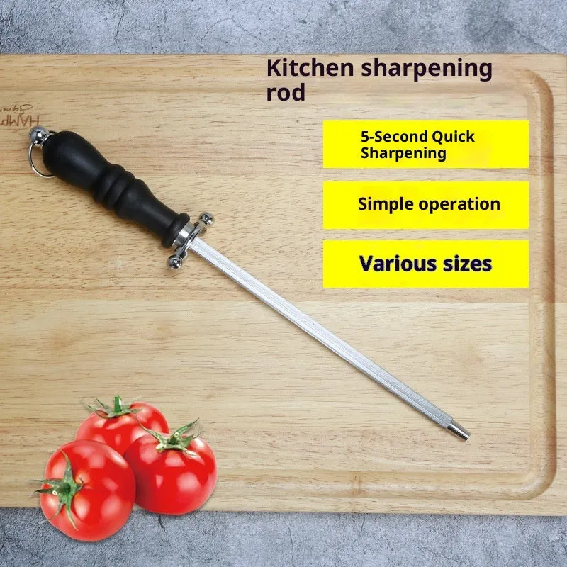 Household multi-functional kitchen sharpening steel with high carbon steel rod and handle