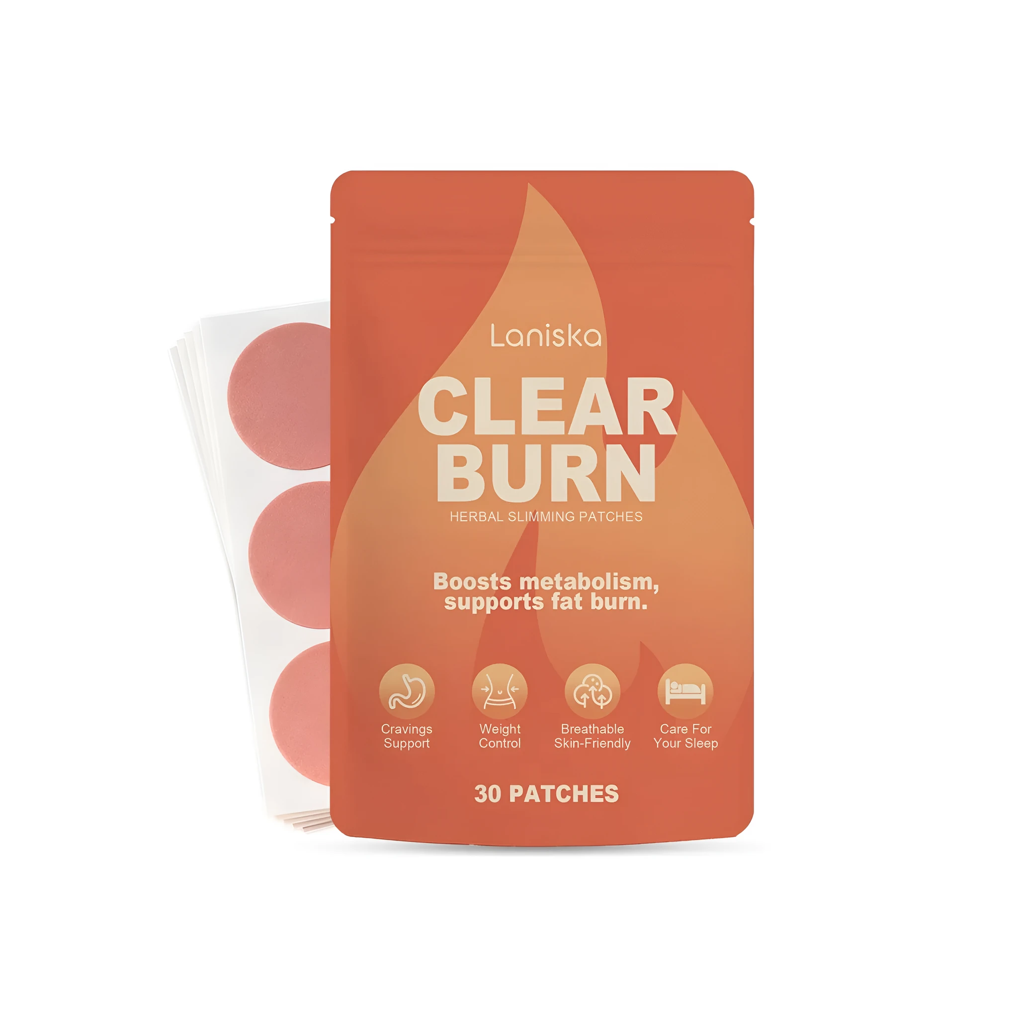 Pack of 30 herbal slimming patches with rose oil cinnamon acetyl hexapeptide-8 for body management