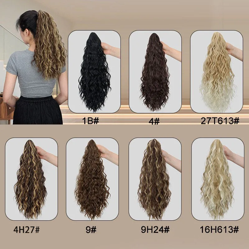 Synthetic corn curler wig with a textured water ripple grip ponytail, shown in a shade from the available colour range.