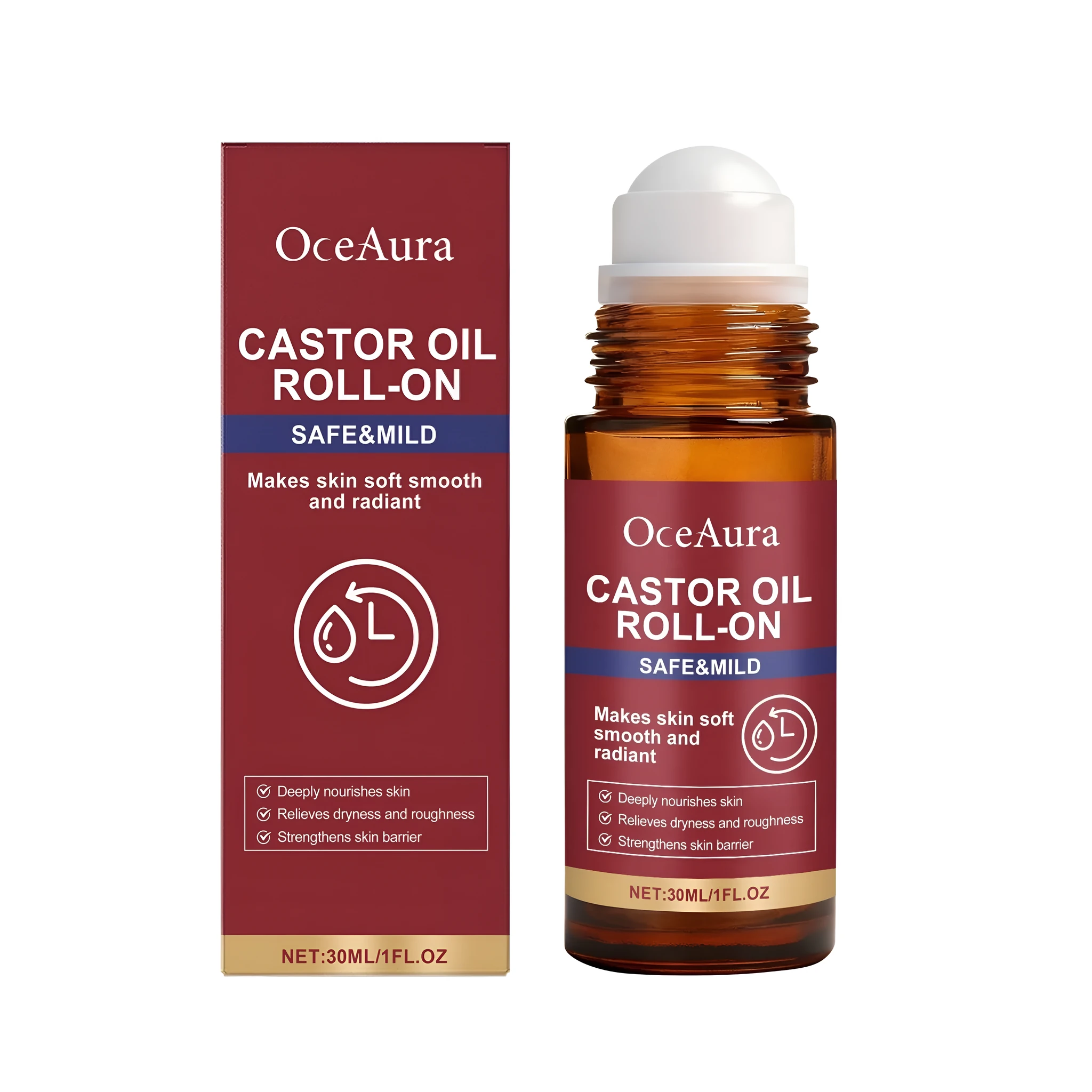 Castor oil ball 30ml face serum with water-based formula and collagen for hydration