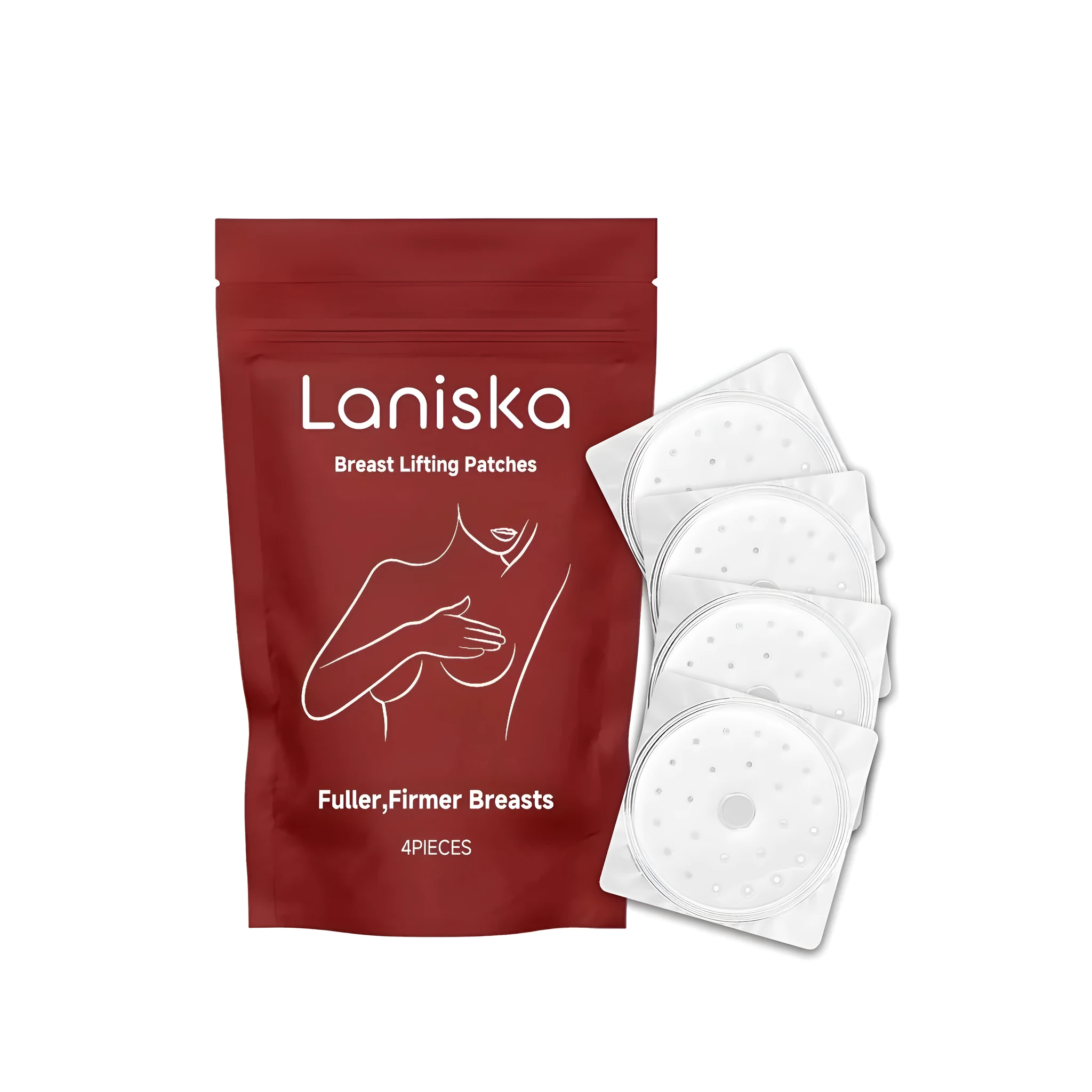 Pack of 4 transparent breast lifting patches with collagen and hyaluronic acid