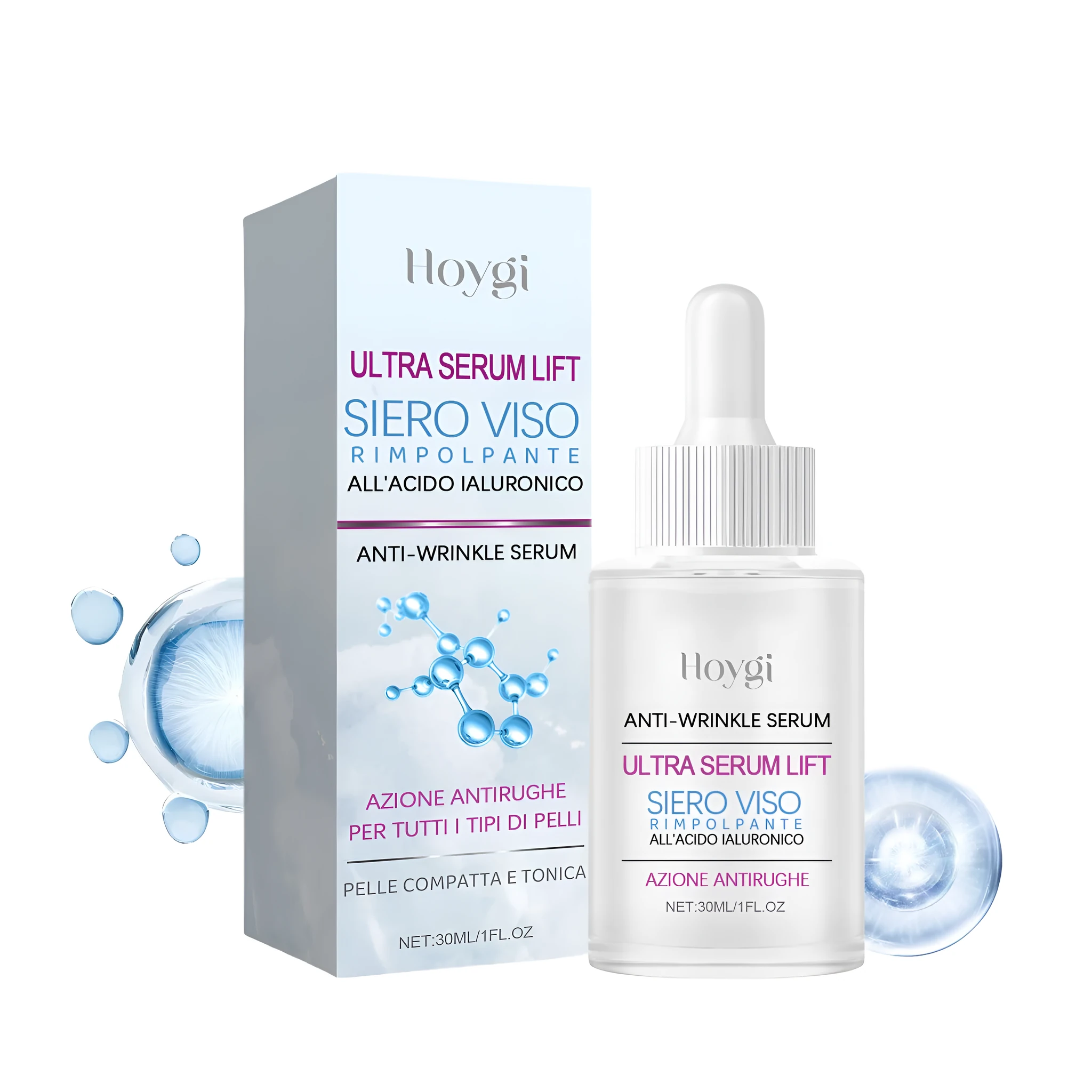 30ml bottle of hyaluronic acid anti-wrinkle facial essence serum