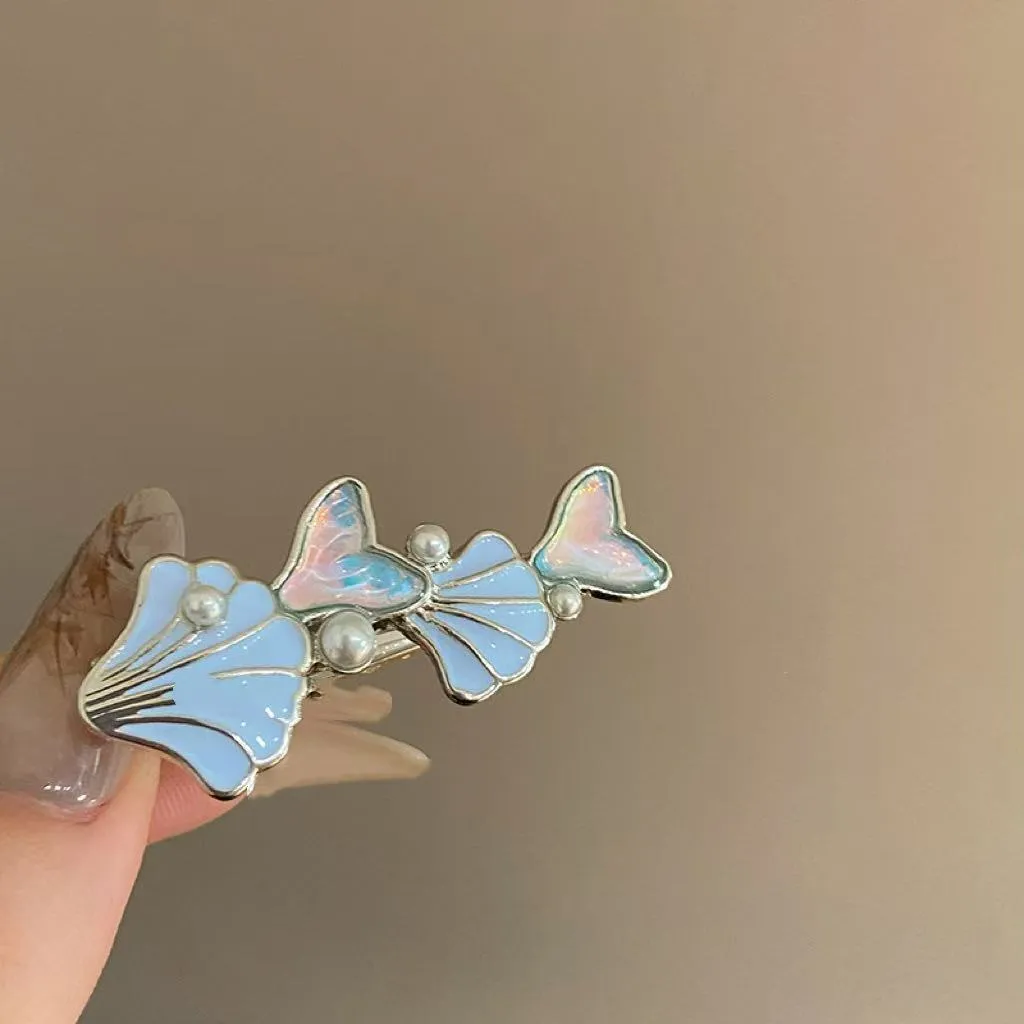 Starfish shell side bang clip barrettes for women natural style mixed material long colour option