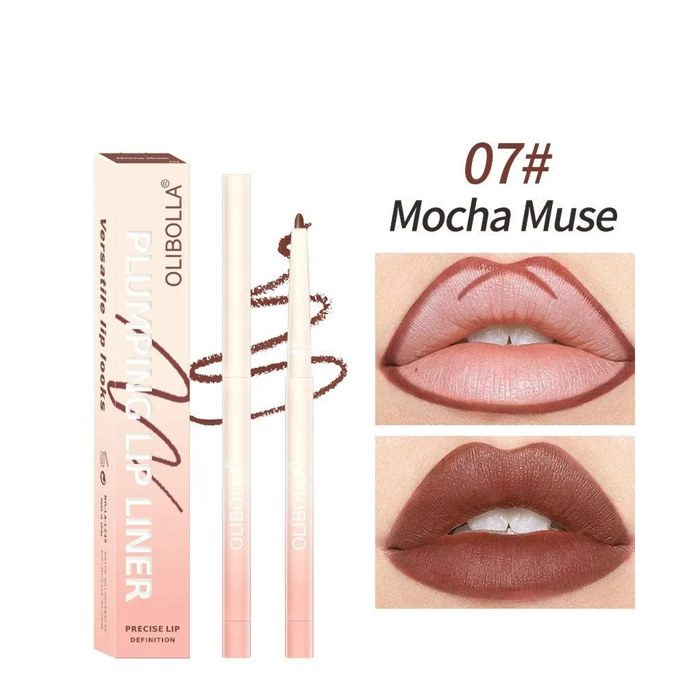 Waterproof colorfast hook line lip pencil in shade CocoaCrush with tip and product label visible