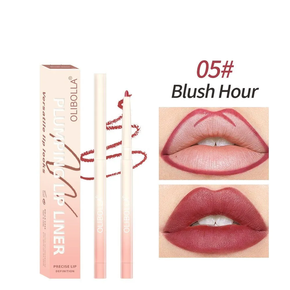 Waterproof colorfast hook line lip pencil in shade CocoaCrush with tip and product label visible