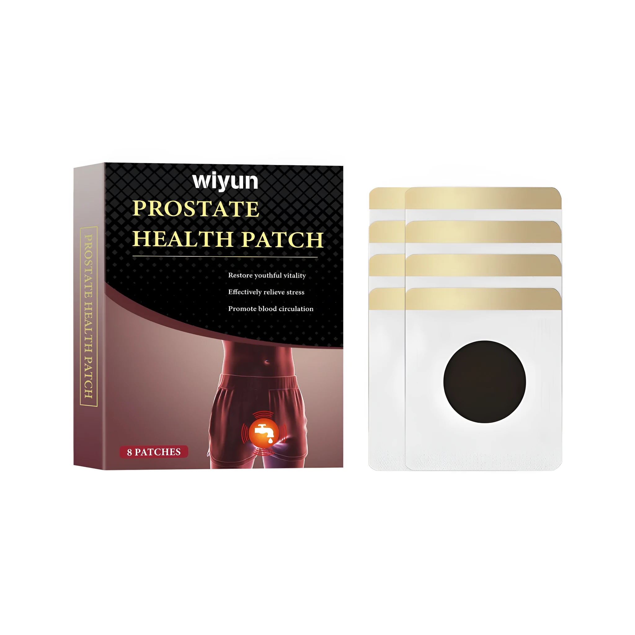 Pack of 8 herbal prostate patches containing wormwood and ginseng ingredients