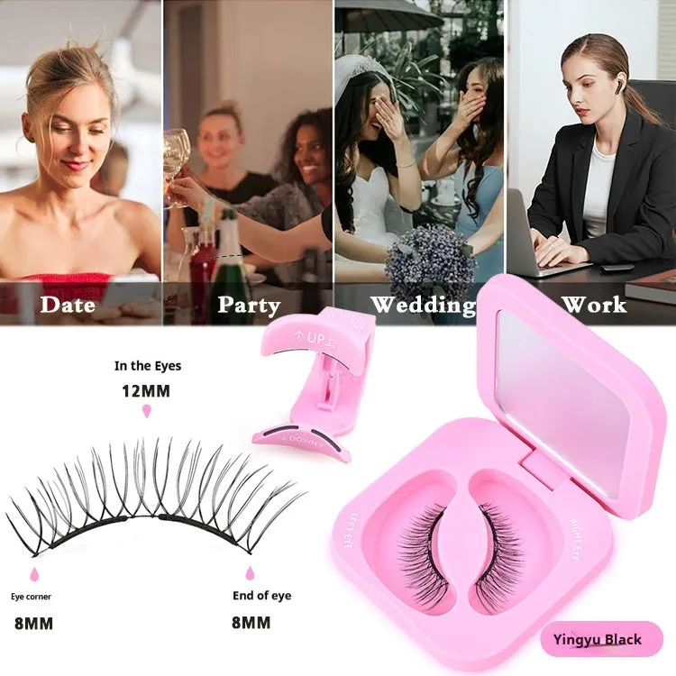 Soft magnetic eyelashes thick lasting reusable cross style high-grade fiber natural long look cloud black shade