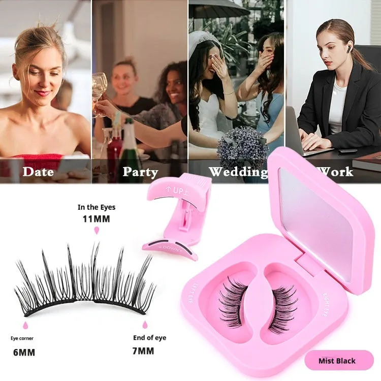 Soft magnetic eyelashes thick lasting reusable cross style high-grade fiber natural long look cloud black shade