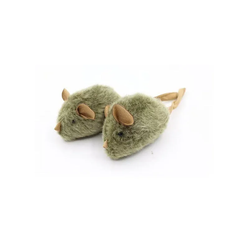 Funny plush mice cat toy with tail, soft flannel body, and lanyard for interactive play