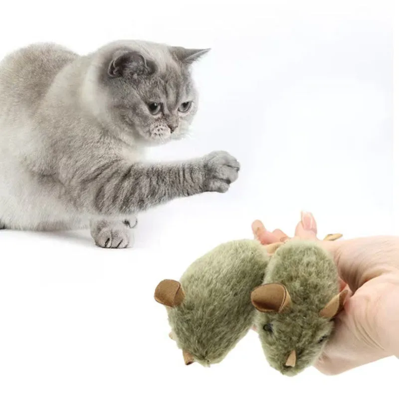 Funny plush mice cat toy with tail, soft flannel body, and lanyard for interactive play