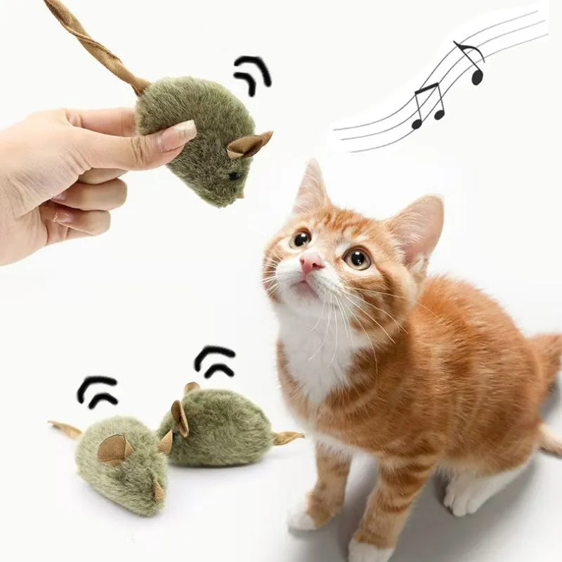 Funny plush mice cat toy with tail, soft flannel body, and lanyard for interactive play