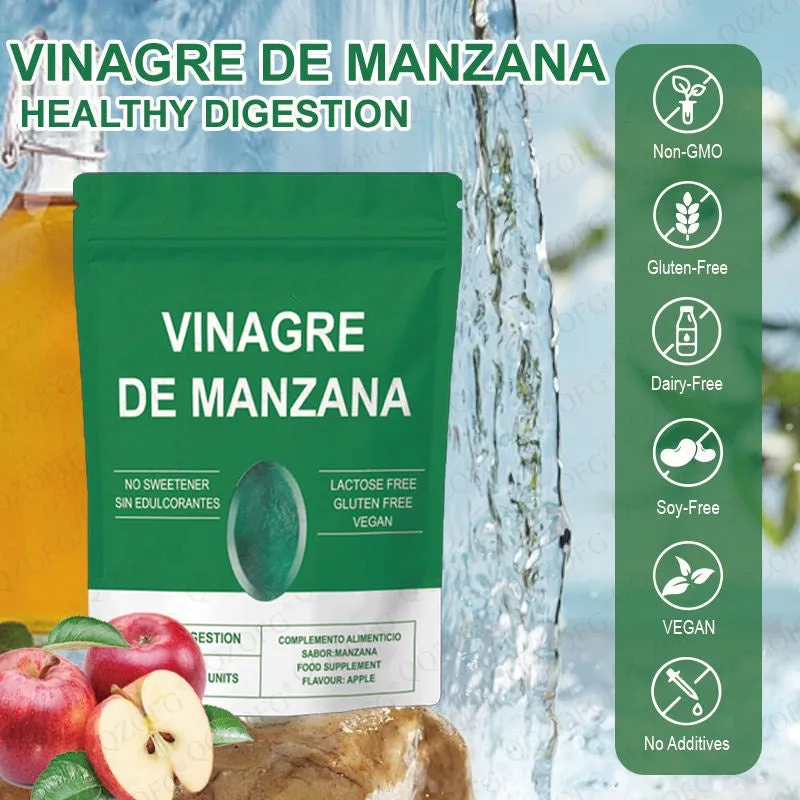 Bag of 50 apple cider vinegar gummies with vitamin C, vegan pectin base, natural apple flavour