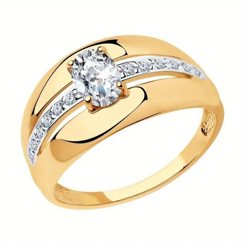 Gold zinc alloy party ring on white background, size 8 available in sizes 6-10