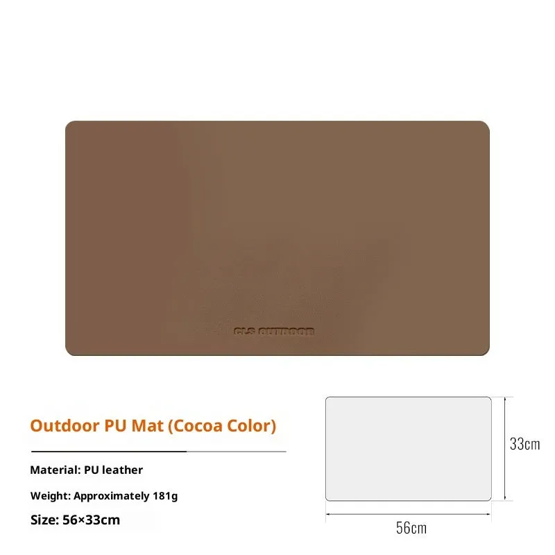PU leather table mat in beige on dining table with plate and cutlery