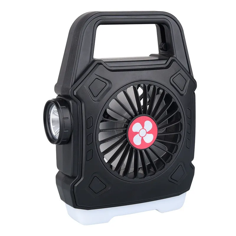 Multi-function fan light hand lamp with fast charging in black, blue, and red colour options