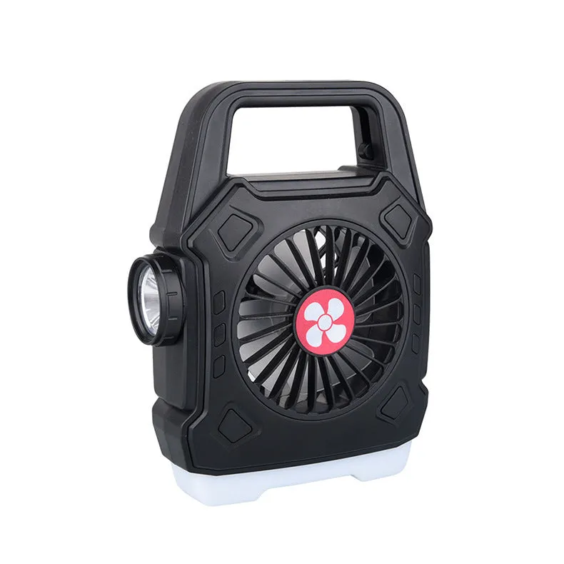 Multi-function fan light hand lamp with fast charging in black, blue, and red colour options