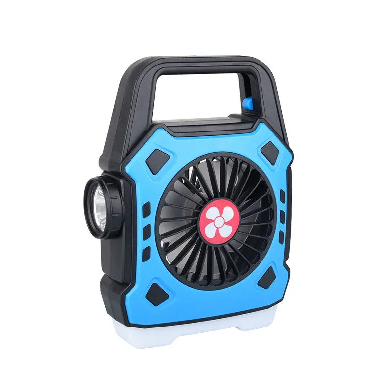 Multi-function fan light hand lamp with fast charging in black, blue, and red colour options