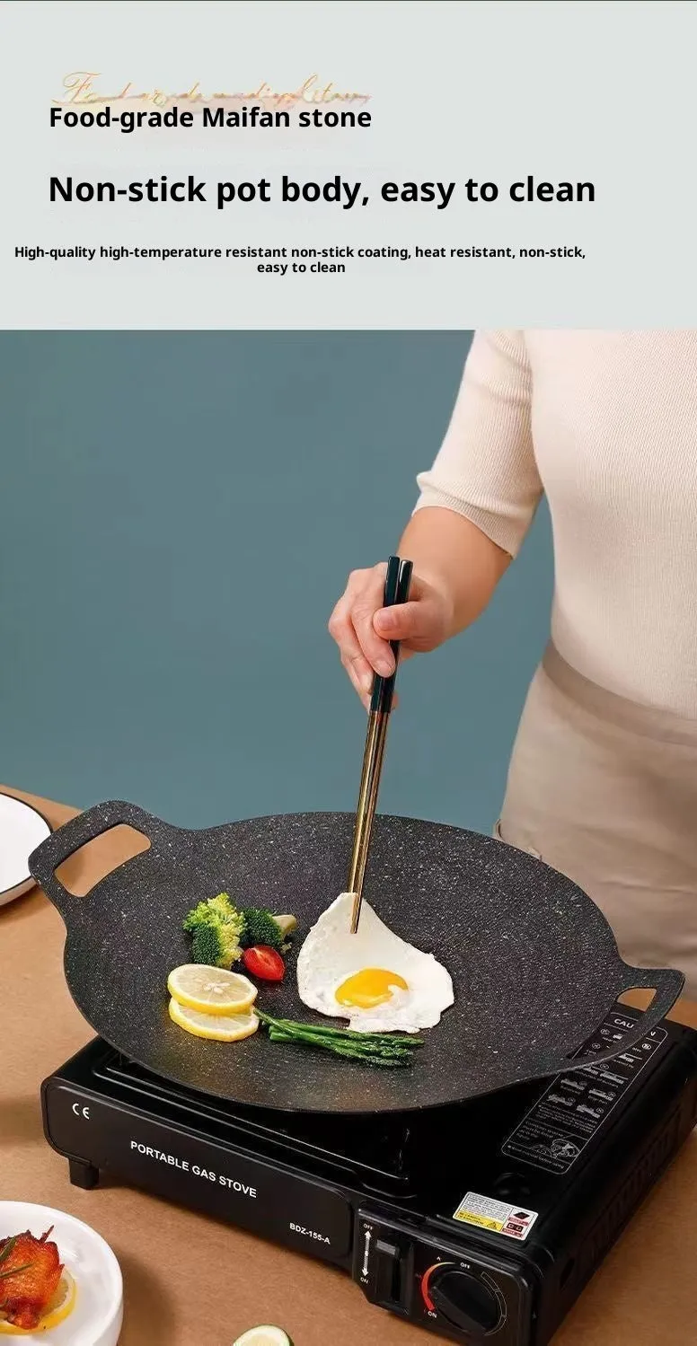 Round iron baking tray with Maifan stone non-stick coating in modern minimalist style