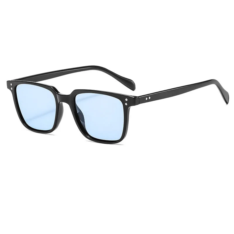 Men's fashion sunglasses with black frame and gray AC UV400 lenses, PC frame, box style