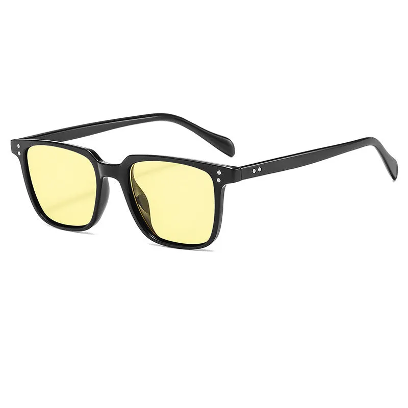 Men's fashion sunglasses with black frame and gray AC UV400 lenses, PC frame, box style