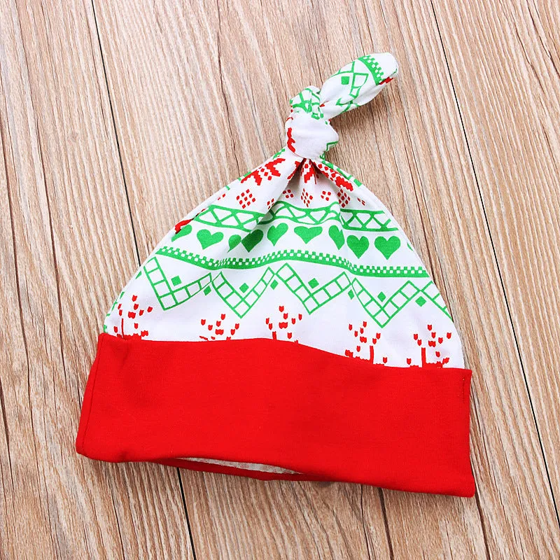 Red long sleeve cotton letter print baby jumpsuit set with pants and hat for heights 70-100