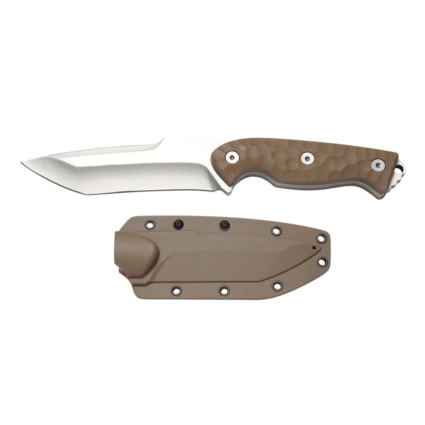 Titan-Brown folding knife with 12.8cm 3CR13 stainless steel blade, open on outdoor surface