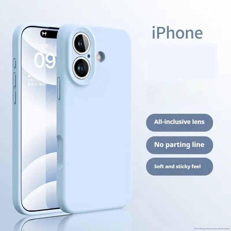 Liquid silicone phone case with matte flowing sand finish for iPhone 17 series in white