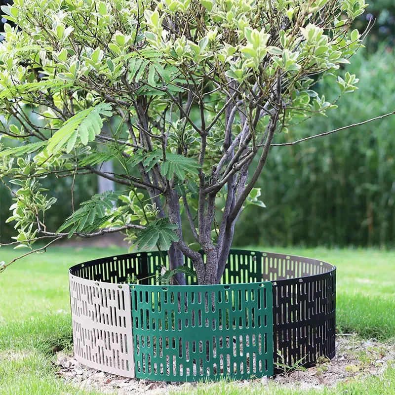 Plastic simulated bark tree protective cover in green colour for outdoor use