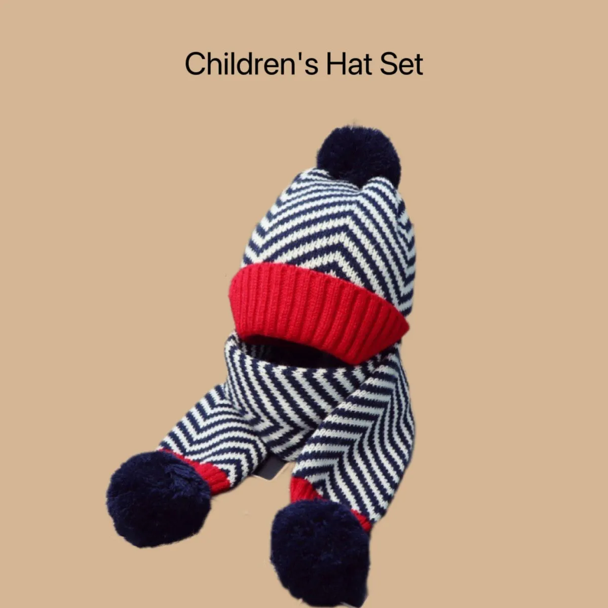 Boys' knitted fleece-lined hat and scarf set with no-top hat for babies 0-6 months