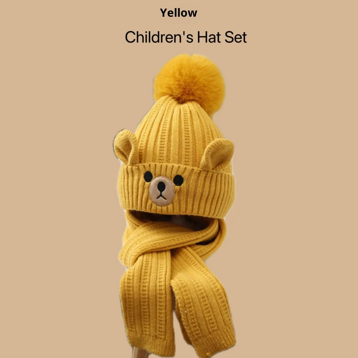 Boys' knitted fleece-lined hat and scarf set with no-top hat for babies 0-6 months
