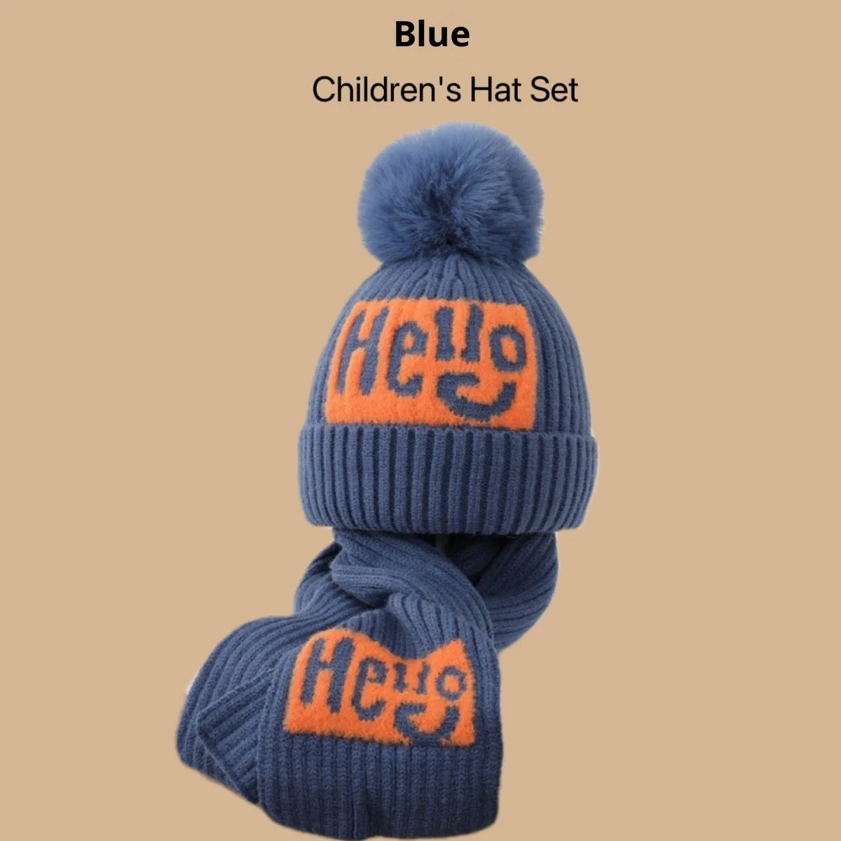 Boys' knitted fleece-lined hat and scarf set with no-top hat for babies 0-6 months