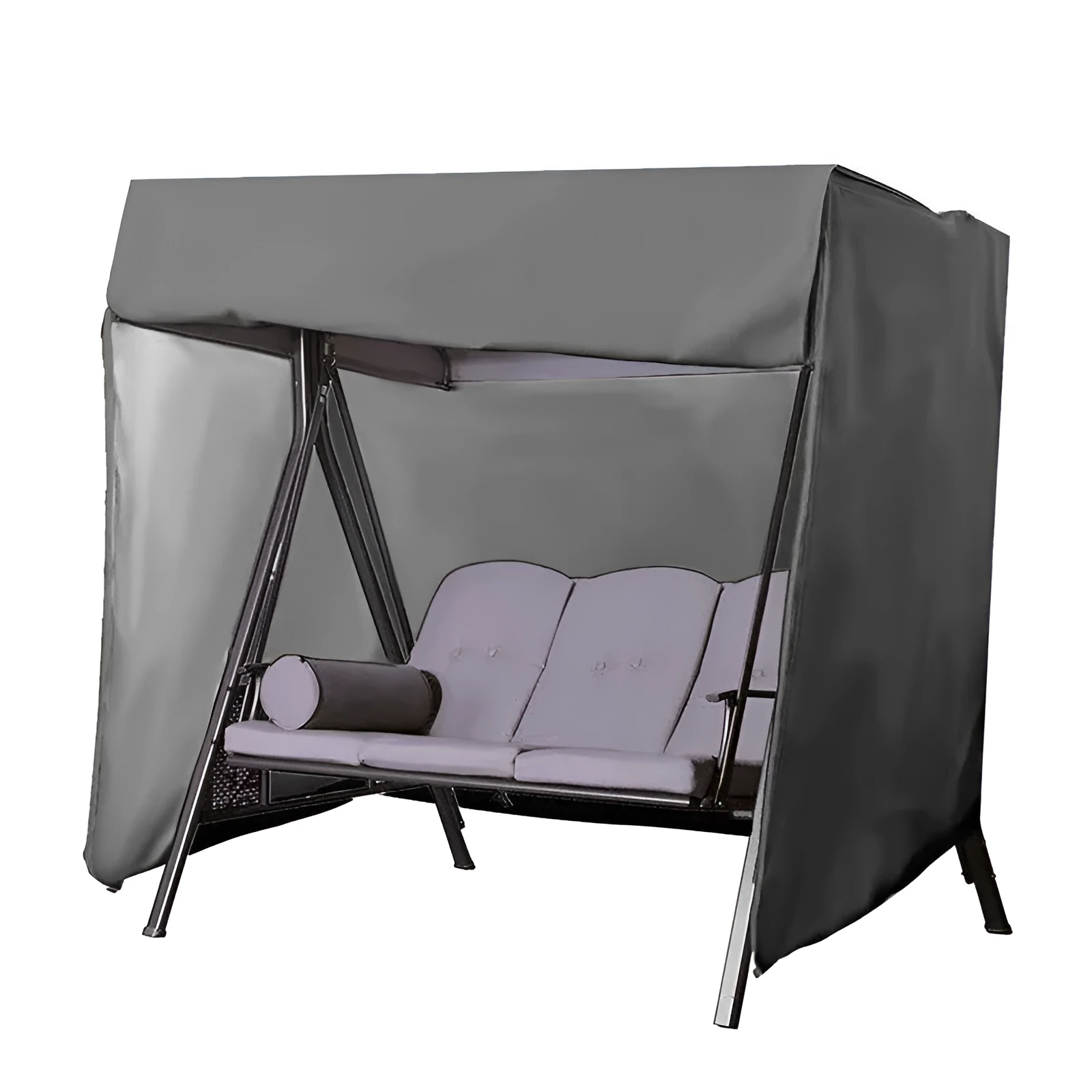 Outdoor double swing hanging basket rattan chair cover in black 420D Oxford fabric, size 220x125x170cm