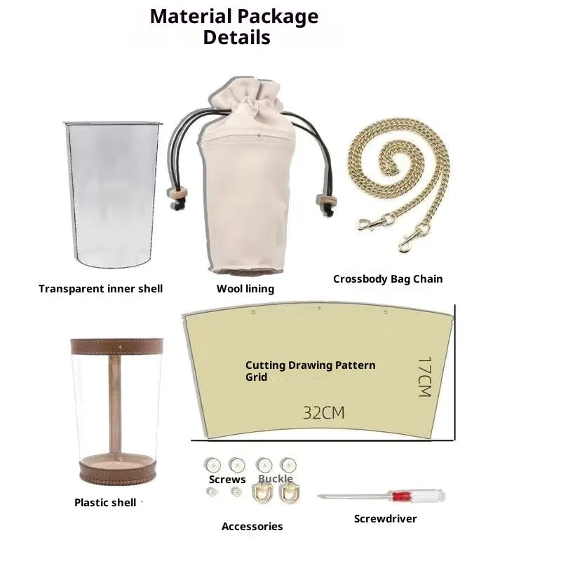 Set of three brown PVC bucket bags with chain crossbody straps, displayed together showing Brown 1, Brown 2, and Brown 3 shades.