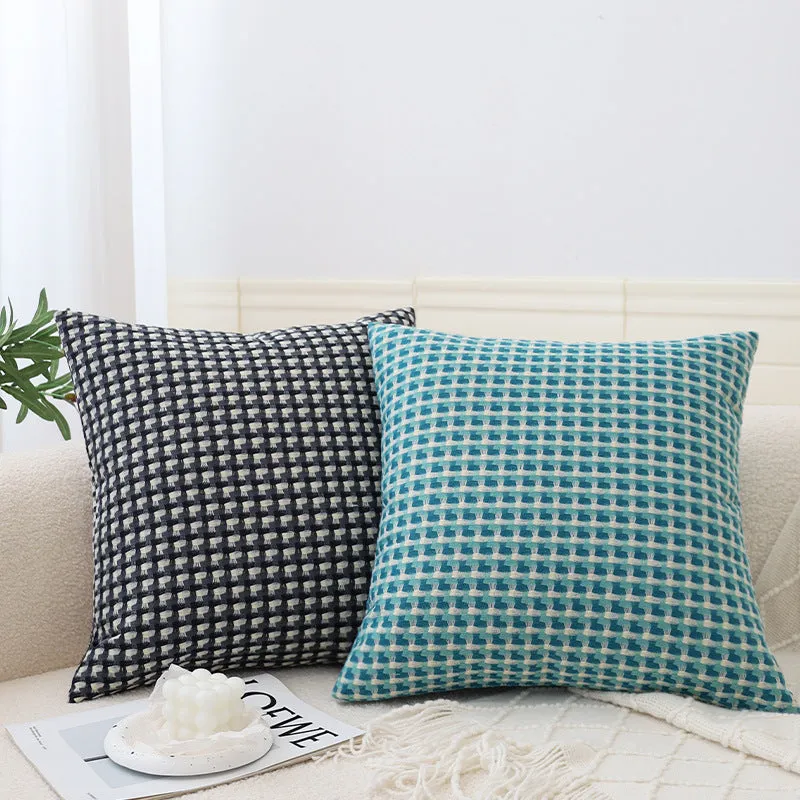 Modern minimalist 45x45cm yarn-dyed Tihua cushion cover with geometric abstract pattern in colourfast orange