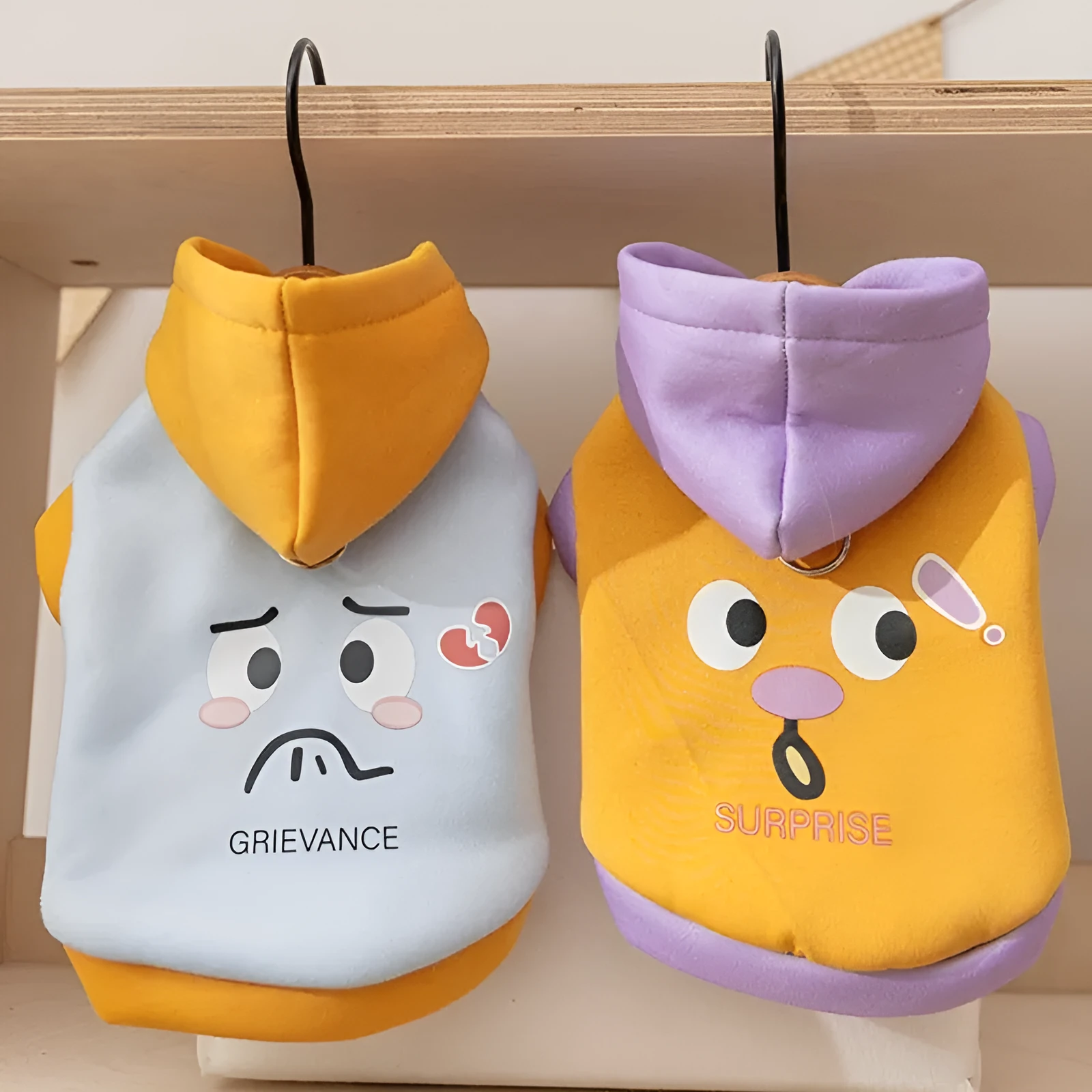 Autumn winter Korean dog hoodie with cute cartoon bear design for small medium pets, available in Blue and Yellow