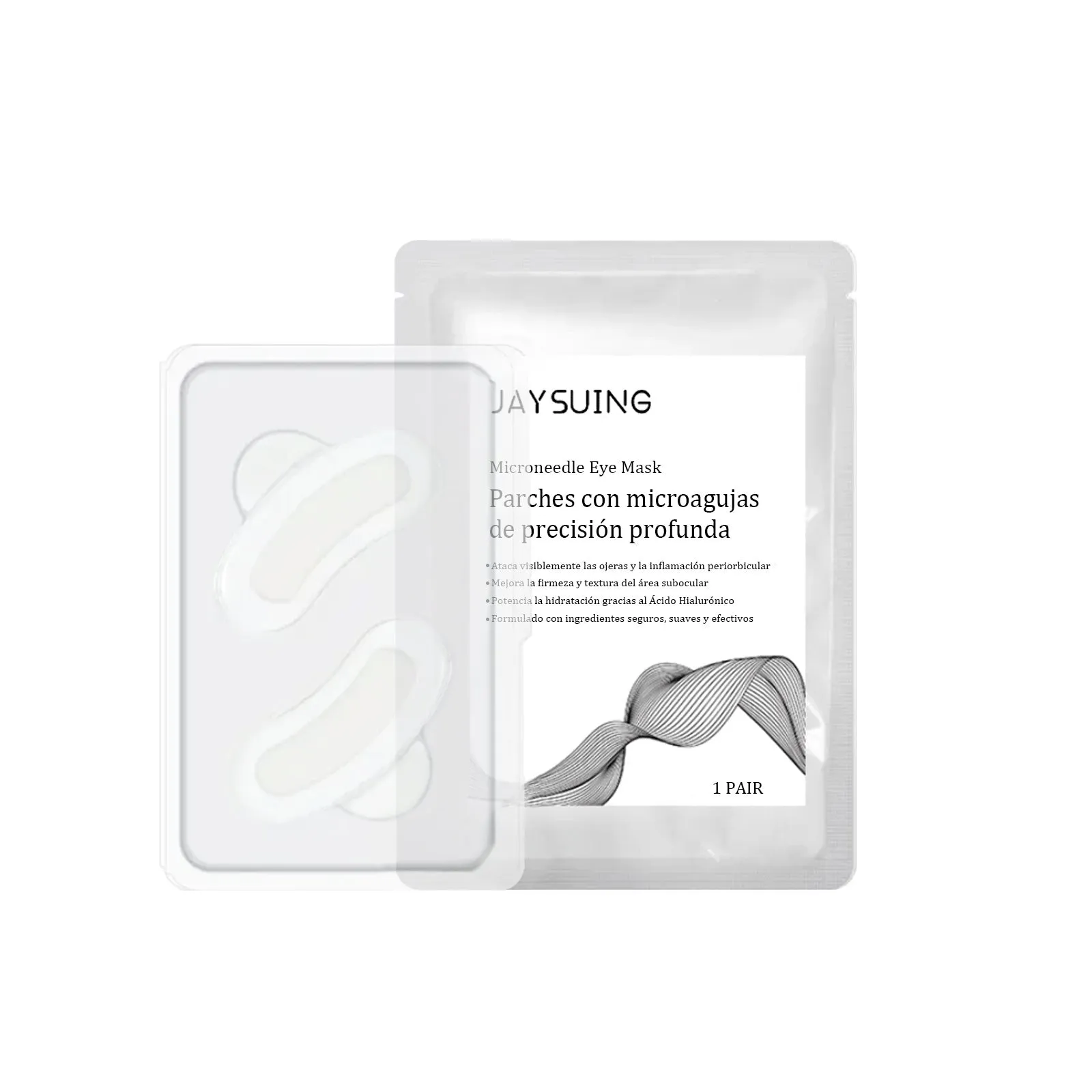 One pair of micro needle eye mask patches for under-eye treatment with retinoic acid and hyaluronic acid.