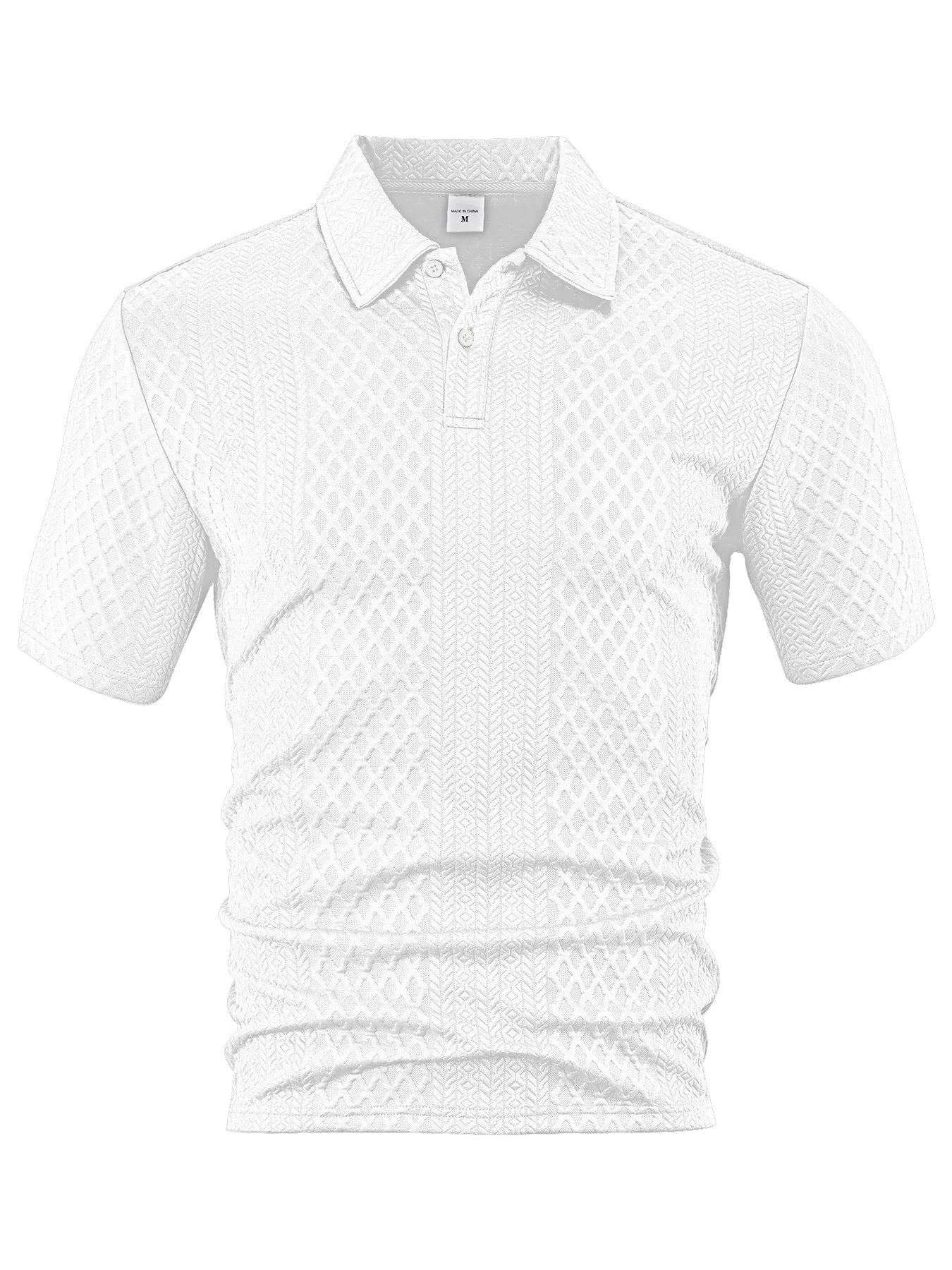 Loose fit solid colour lapel short sleeve polyester blouse for women, shown in white