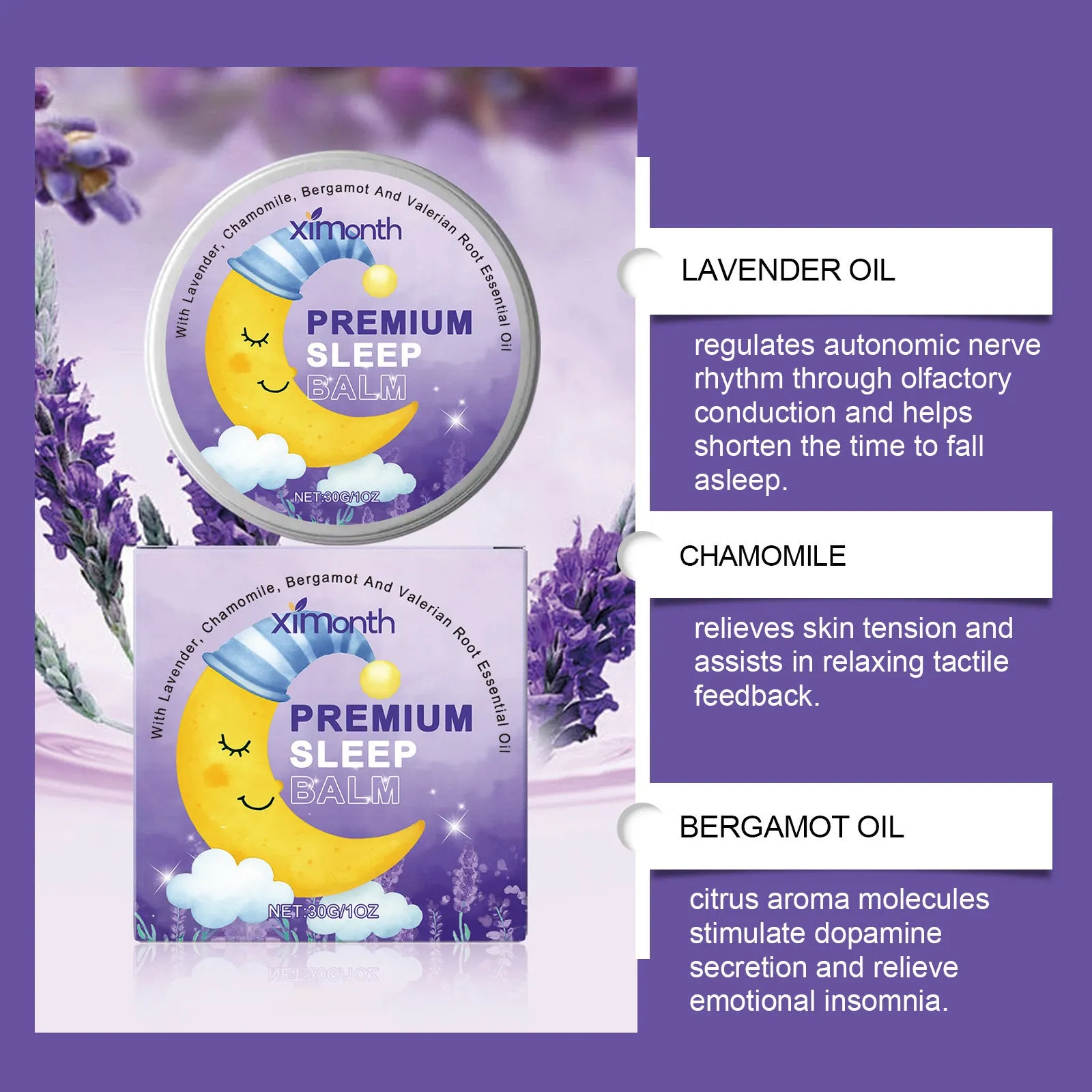 30g jar of Sleep Goodnight Cream with lavender, chamomile and valerian