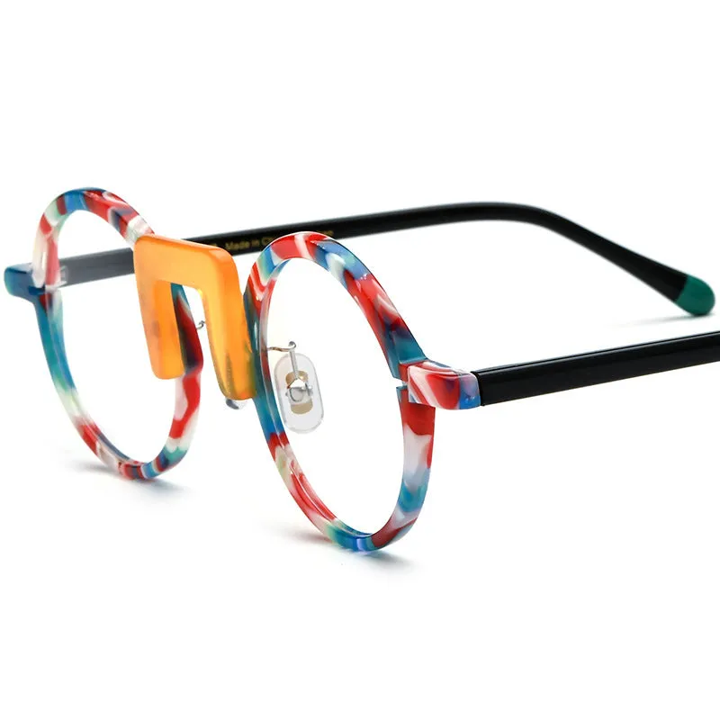 Multi-color round mixed material eyeglass frame unisex plate frame 44-28-148mm