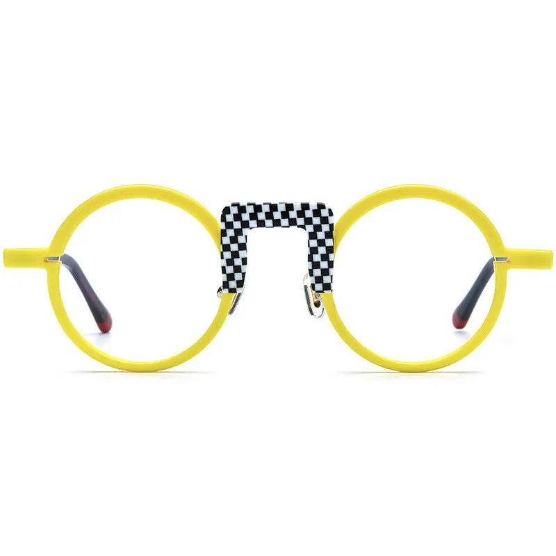 Multi-color round mixed material eyeglass frame unisex plate frame 44-28-148mm
