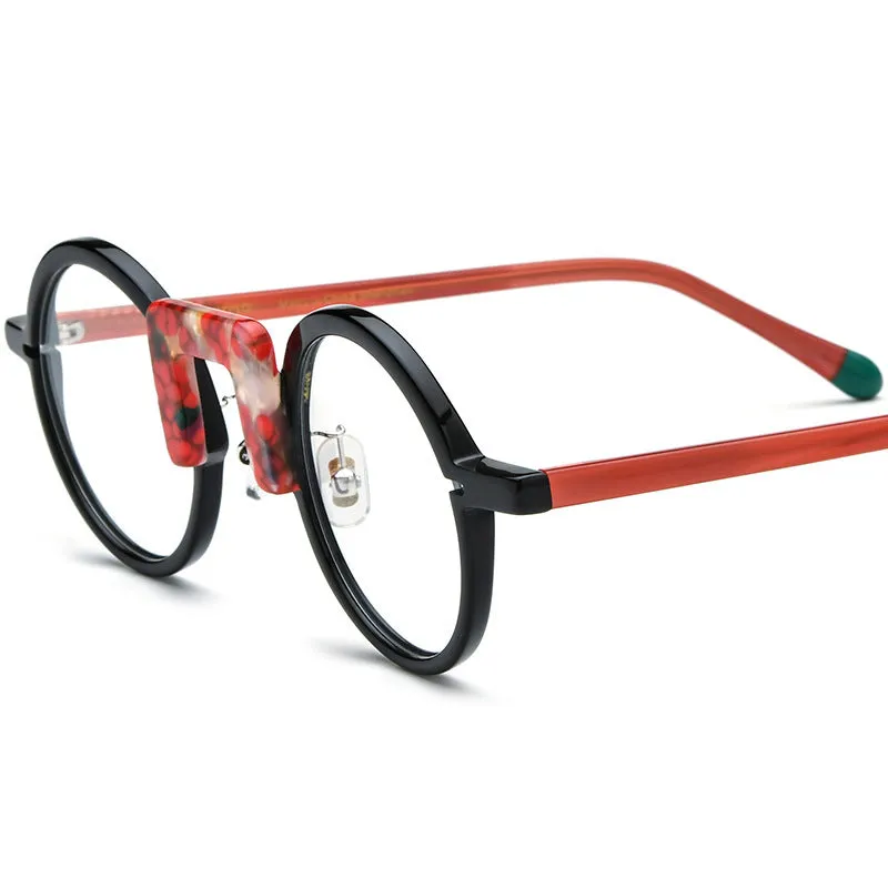 Multi-color round mixed material eyeglass frame unisex plate frame 44-28-148mm