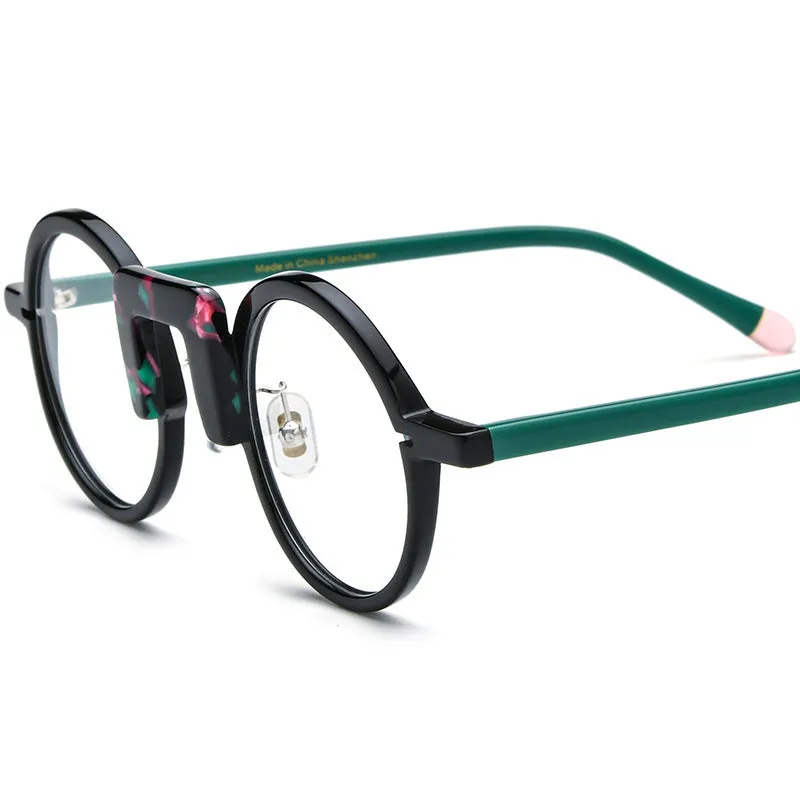Multi-color round mixed material eyeglass frame unisex plate frame 44-28-148mm