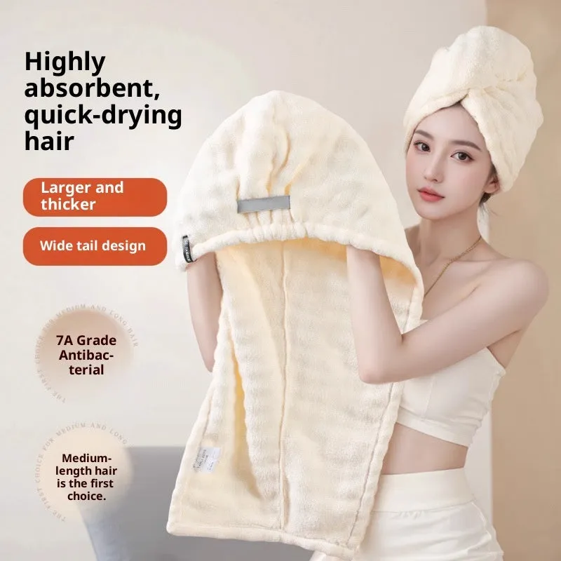 Thickened coral fleece soft absorbent one-piece tie-dye hair towel in gray, 25x75cm bubble velvet dry hair cap