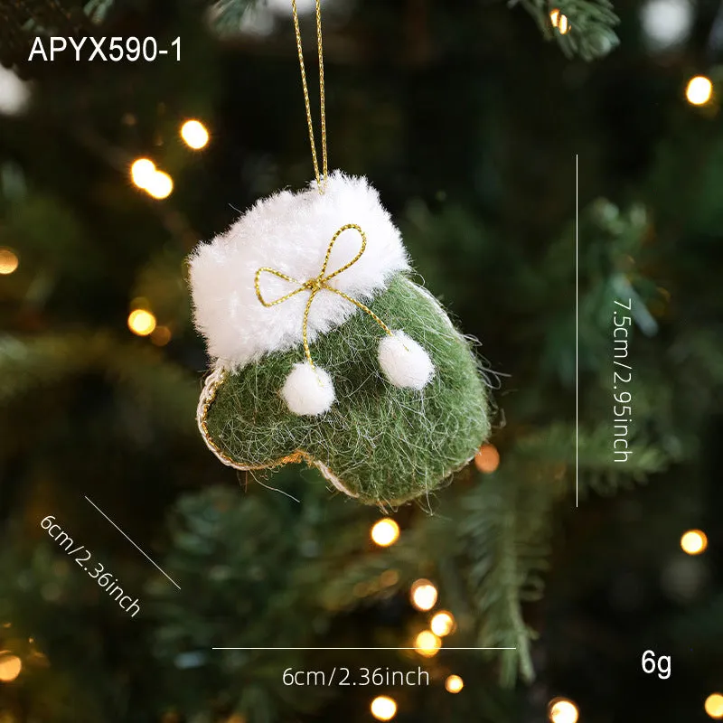Plush fabric Christmas tree ornament shaped like a red boot with soft finish