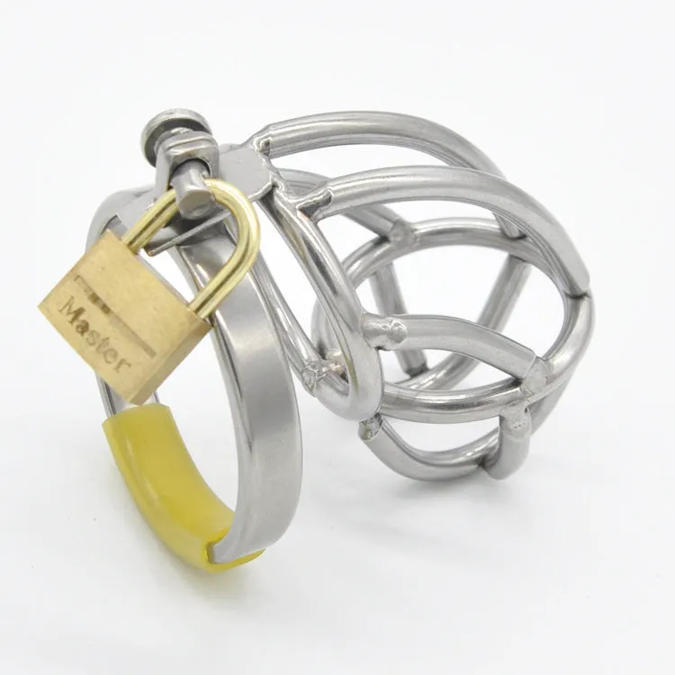 Men's stainless steel metal chastity device with 38mm 43mm 48mm 52mm snap ring options