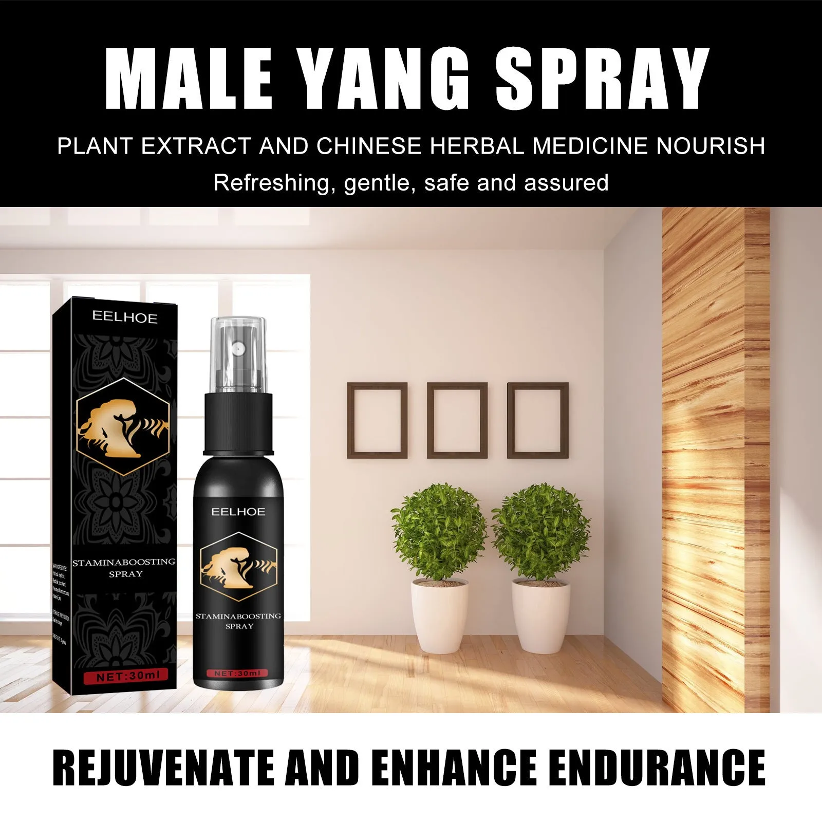 30ml spray bottle of men's body moisturising and strong massage treatment oil.