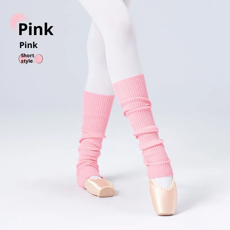 Solid colour viscose over-the-knee leg warmers in gray, pink, and black short and long lengths
