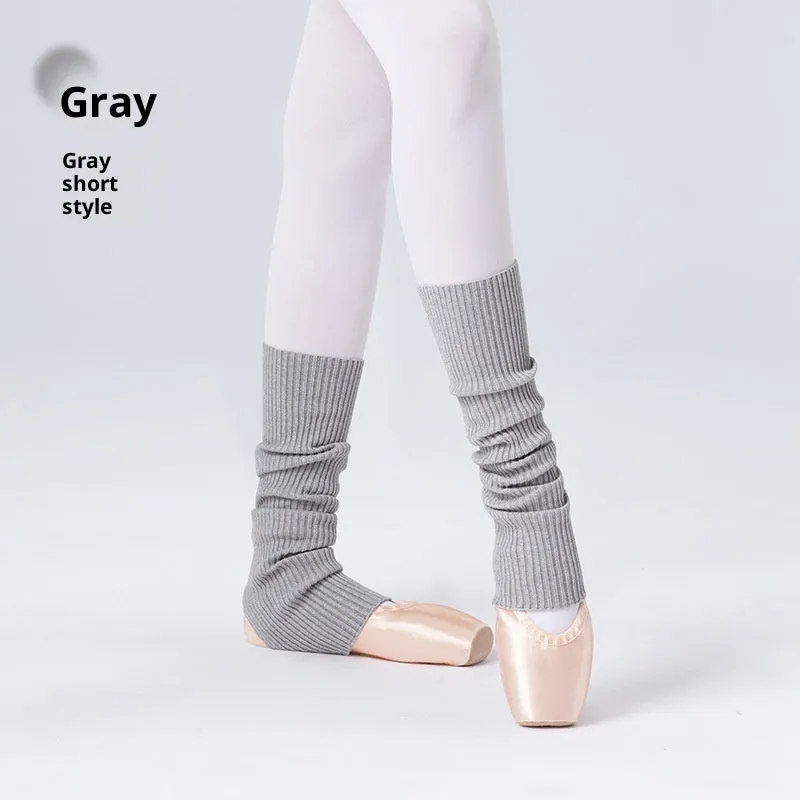 Solid colour viscose over-the-knee leg warmers in gray, pink, and black short and long lengths