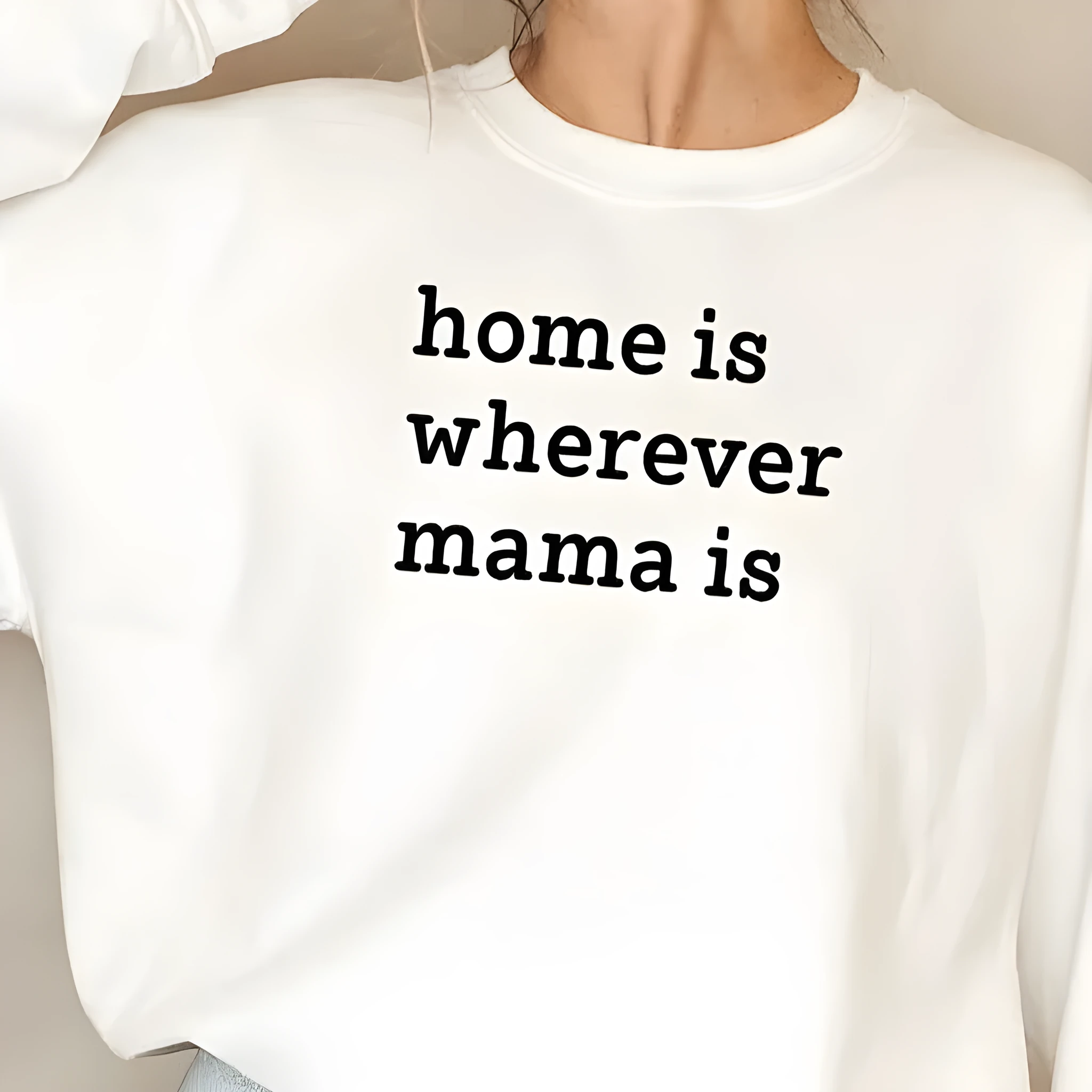 Women's white long sleeve crewneck sweatshirt with advertising logo pattern, cotton blend, sizes XS to 5XL