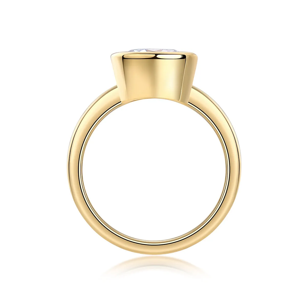 Time Foam gold-plated S925 silver diamond wedding ring set with round moissanite stone on gift box